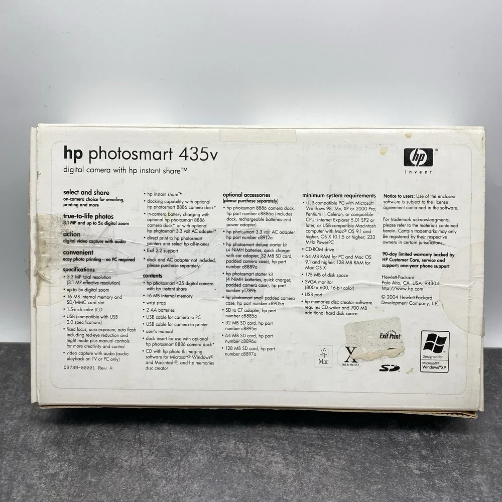 HP PhotoSmart 3.1MP Camera 5x Digital Zoom Video Audio Capture + Box Cord Manual